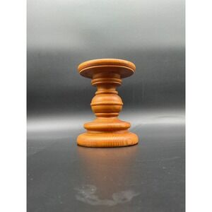 Vintage Wooden Turned Candle Holder Pedestal Rustic Farmhouse Decor